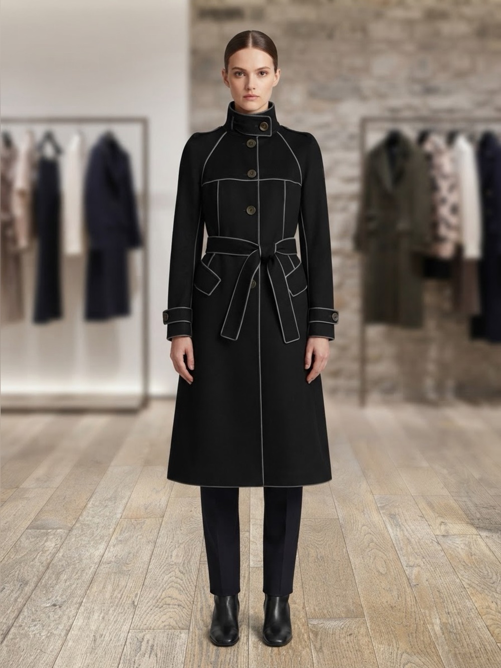 Et Dieu Crea La Femme vintage Avant Garde Black  Wool Trench Coat M Lagenlook